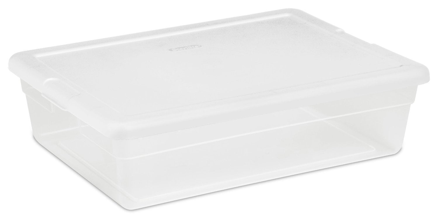 Sterilite 28 Quart Clear Bin Storage Box Tote Container w/ White Lid