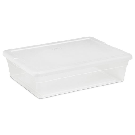 Sterilite 28 Quart Clear Bin Storage Box Tote Container w/ White Lid