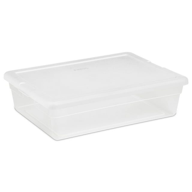 Sterilite 28 Quart Clear Bin Storage Box Tote Container w/ White Lid