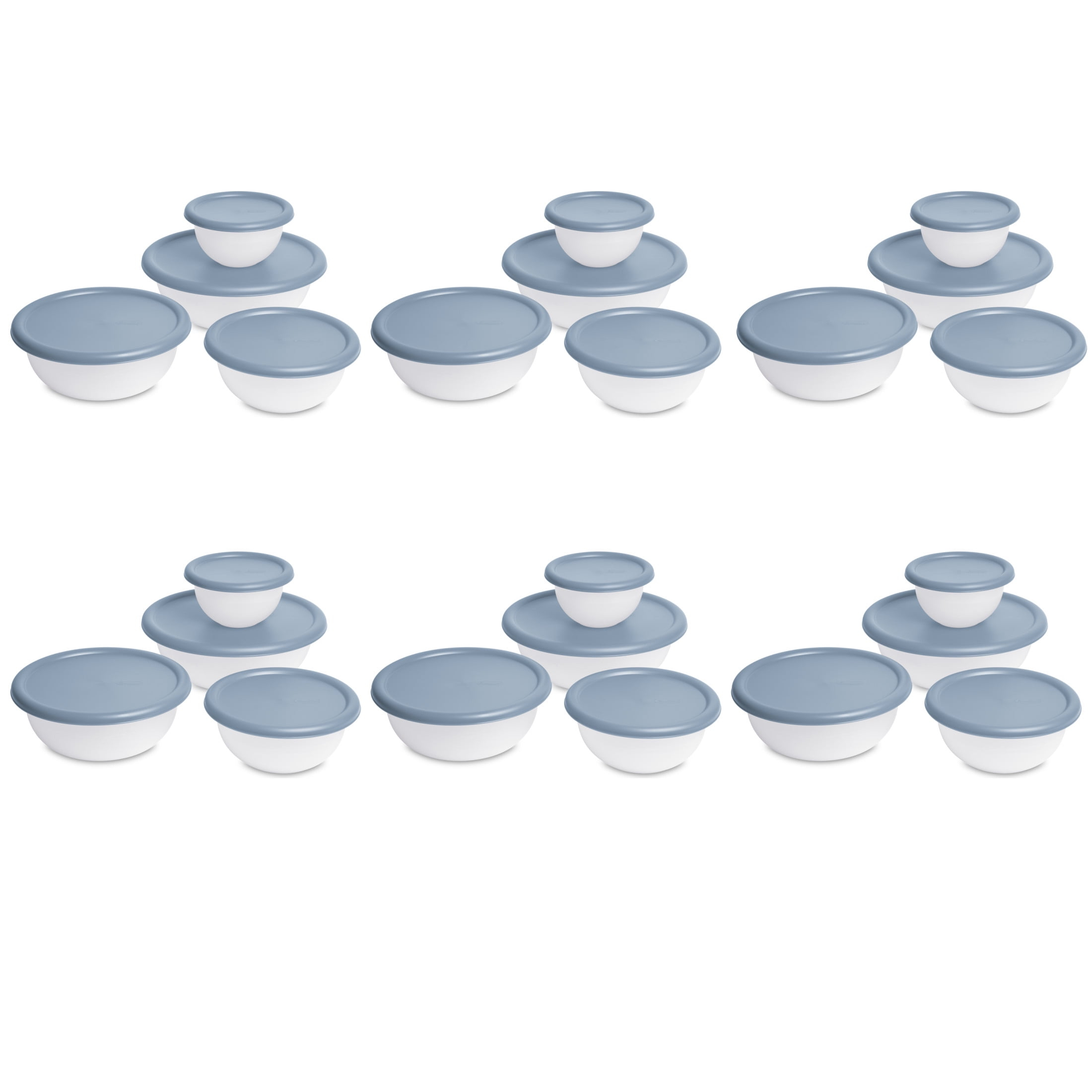 Sterilite 8-Piece Covered Bowl Set – 4 Plastic Bowls Ranging in Size with 4 Lids, for Prep, Serve & Store, Light Blue