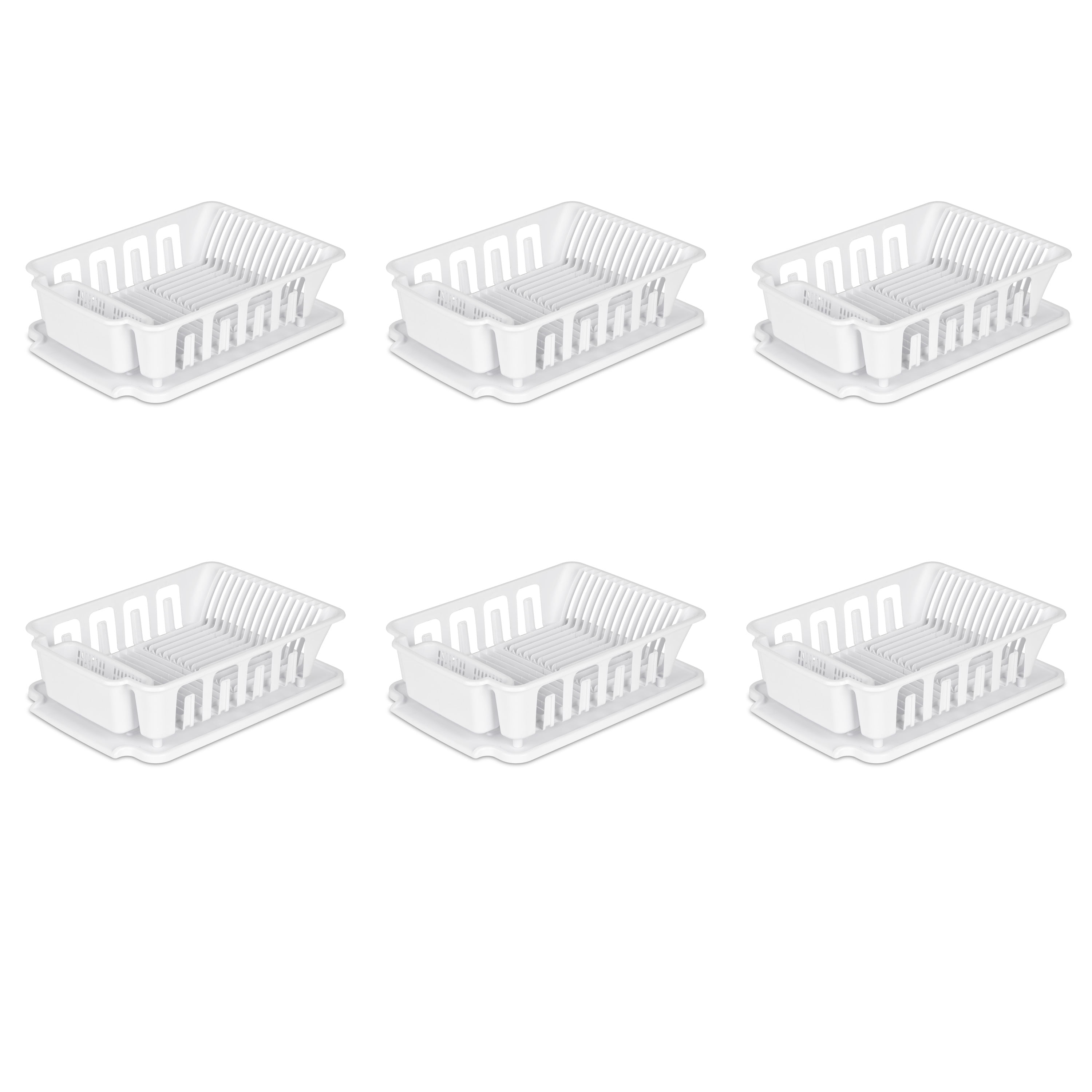 Sterilite Large 2 Piece Sink Set, Dish Drainer and Drainboard for Plates, Cups, and Flatware, White