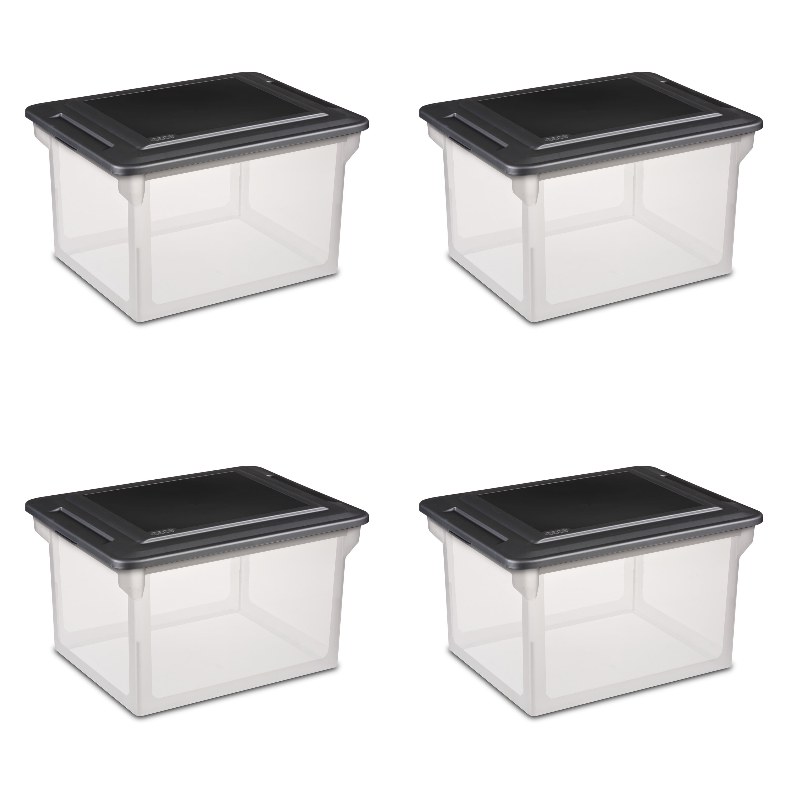 Sterilite Plastic File Box Black, Set of 4