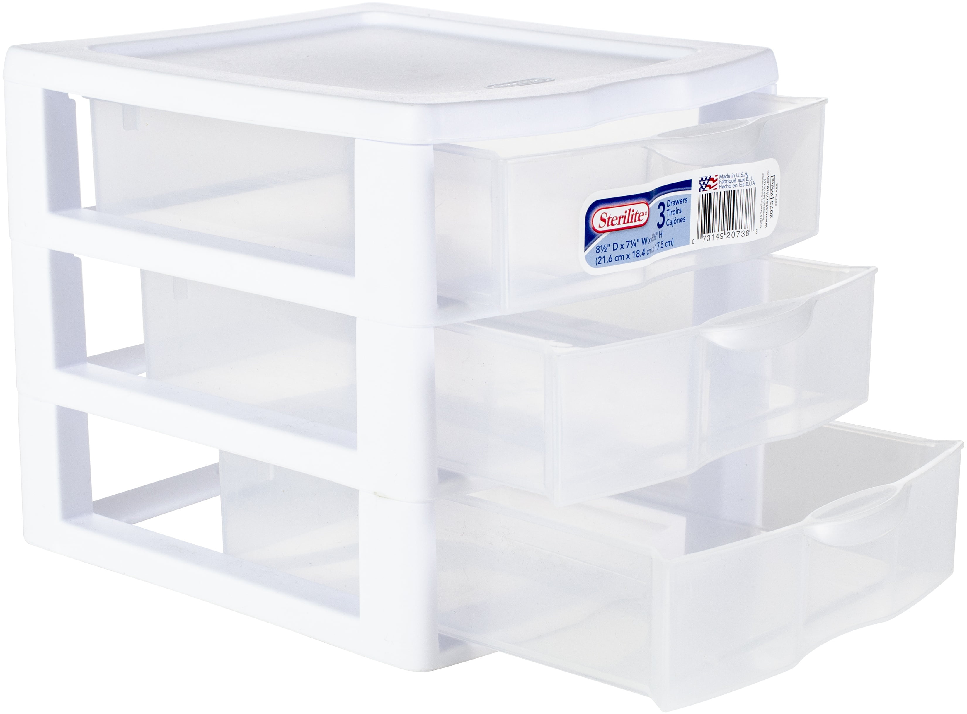 Sterilite Small 3 Drawer Desktop Unit, Plastic, White