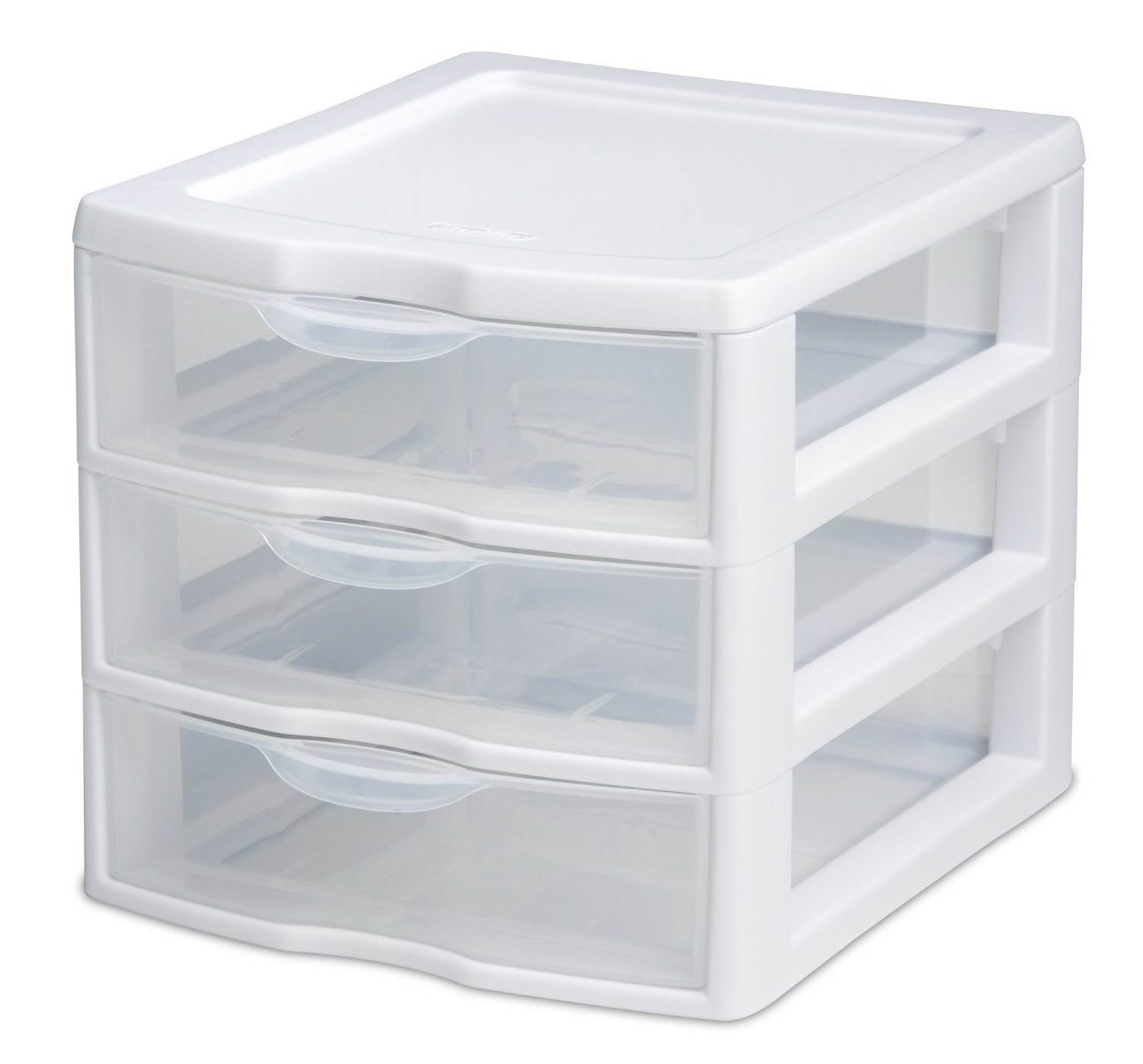 Sterilite Small 3 Drawer Desktop Unit, Plastic, White