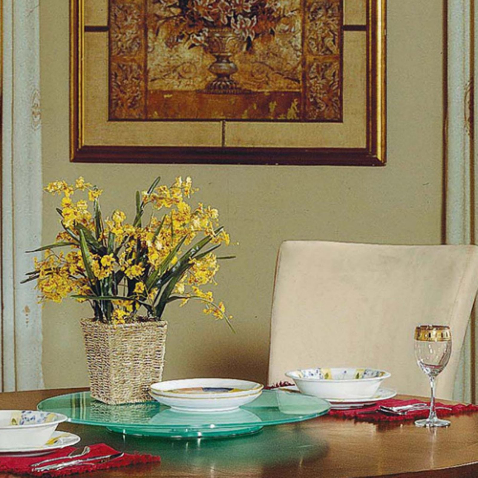 Elevated Frosted Glass 22" Lazy Susan with Smooth Swivel