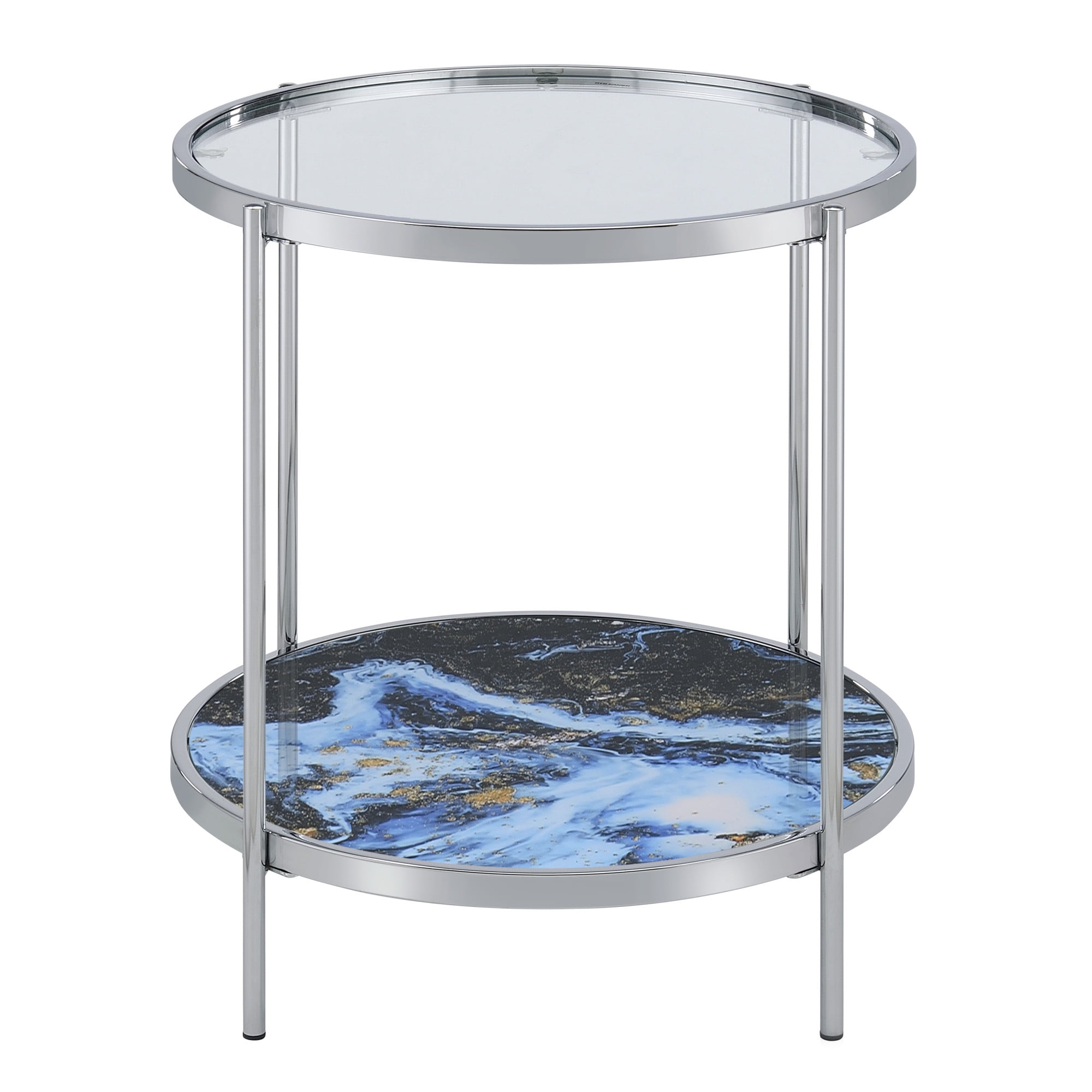 Steve Silver Averie Contemporary 23" Reversible Round End Table, Blue