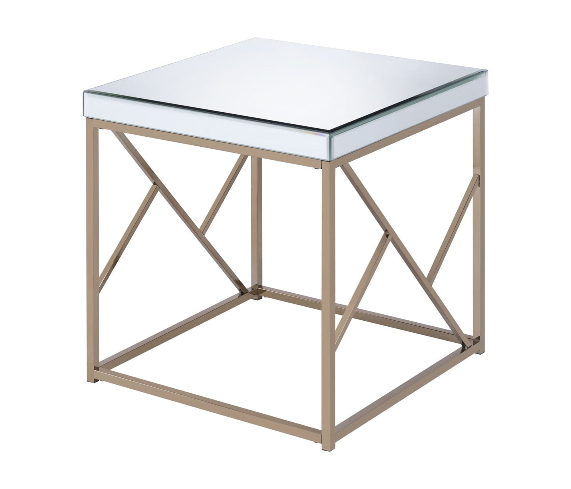 Steve Silver Evelyn Square Mirror Top End Table, Copper
