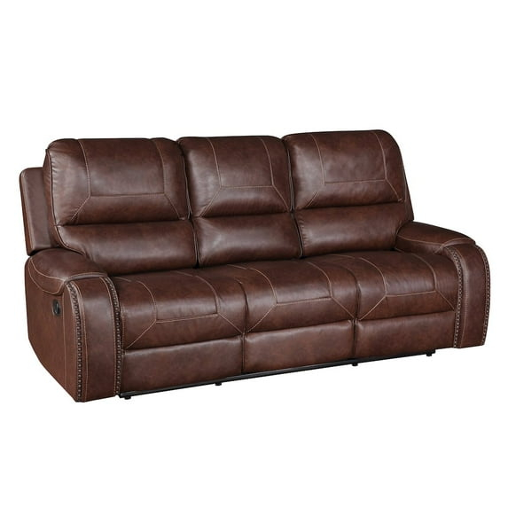 Steve Silver Keily Faux Leather Manual Recliner Sofa, Brown