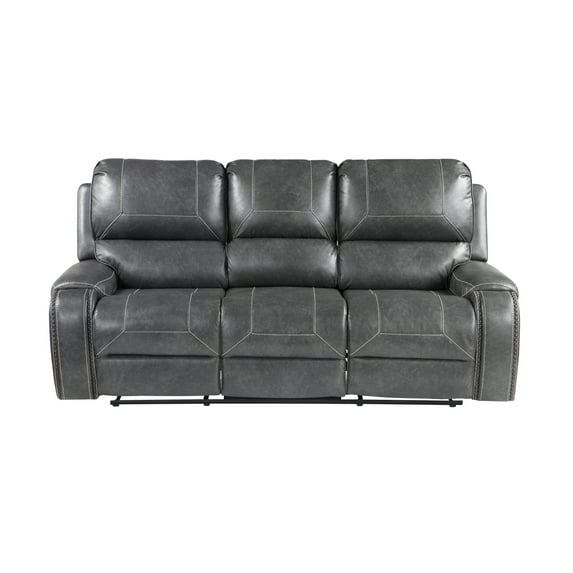 Steve Silver Keily Gray Faux Leather Manual Recliner Sofa