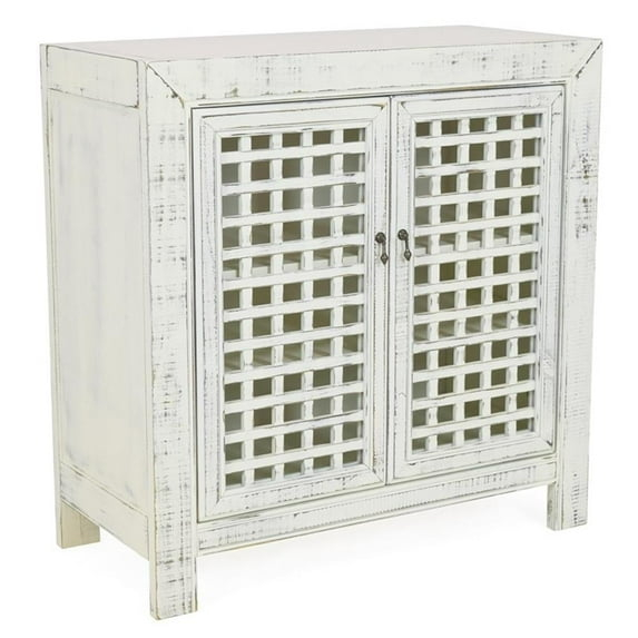 Steve Silver Rio Farmhouse Antiqued White Wood Accent Cabinet