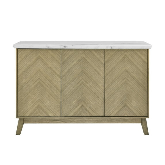 Steve Silver Vida Indoor Mid Century Modern Sideboard with Genuine Marble Top, Burnished Blonde