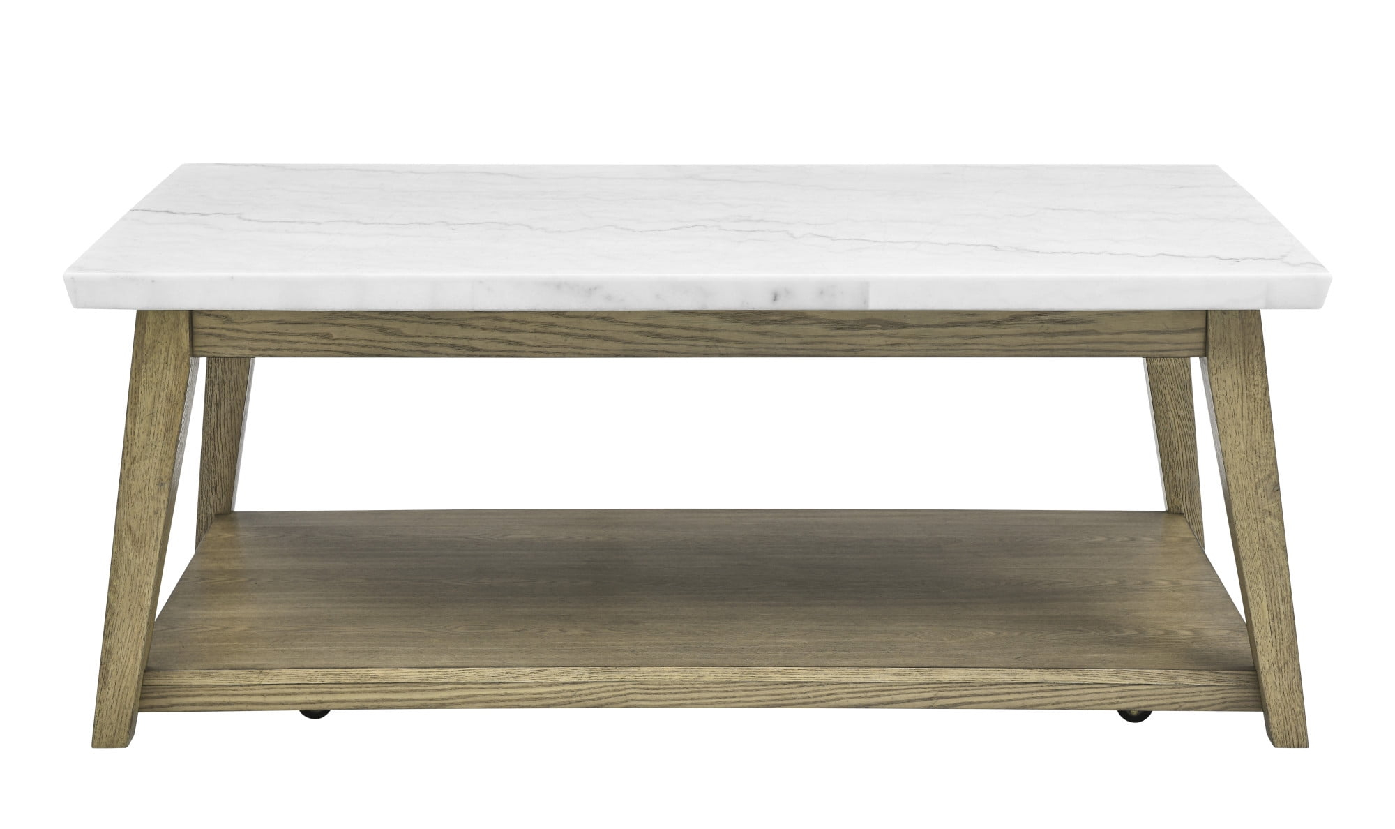 Steve Silver Vida Mid-Century Modern Genuine Marble Coffee Table with Casters, Blonde