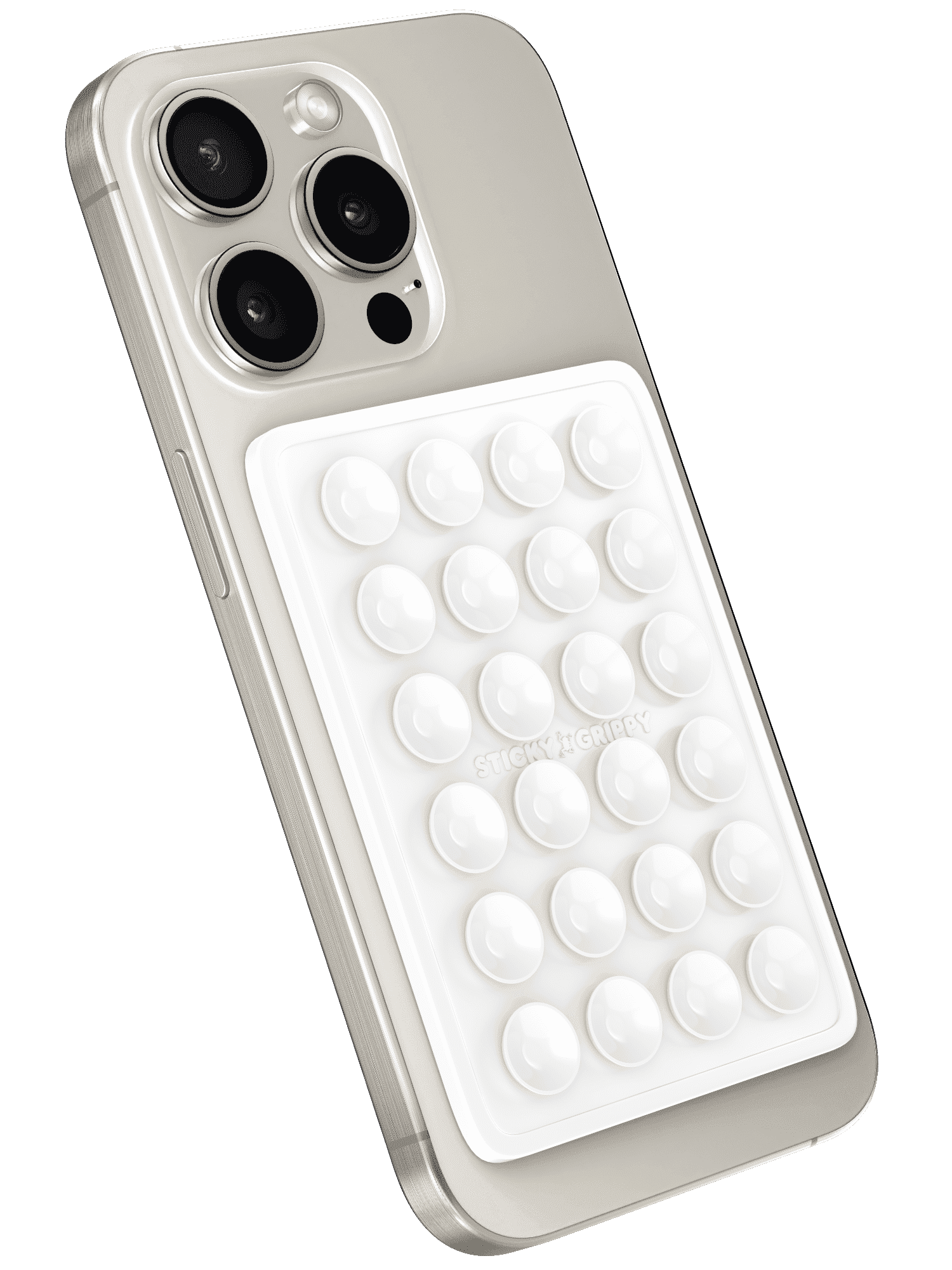 StickyGrippy Suction Mount for Phones, Hands-Free Mirror Holder with Silicone Grip, Compatible with iPhone & Android, White