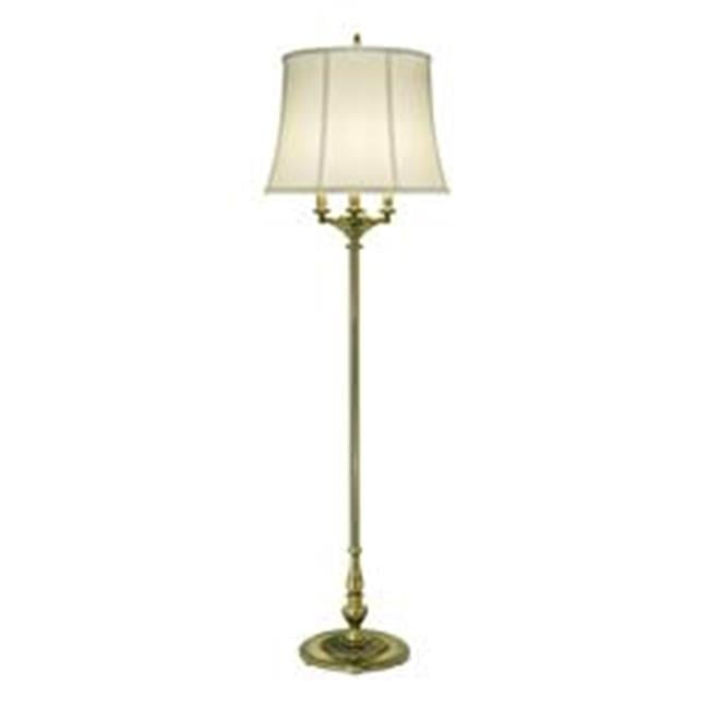 Stiffel FL-A2034-A672-BB 61 in. Burnished Brass 6 Way Floor Lamp with Off White Silk Shantung Shade