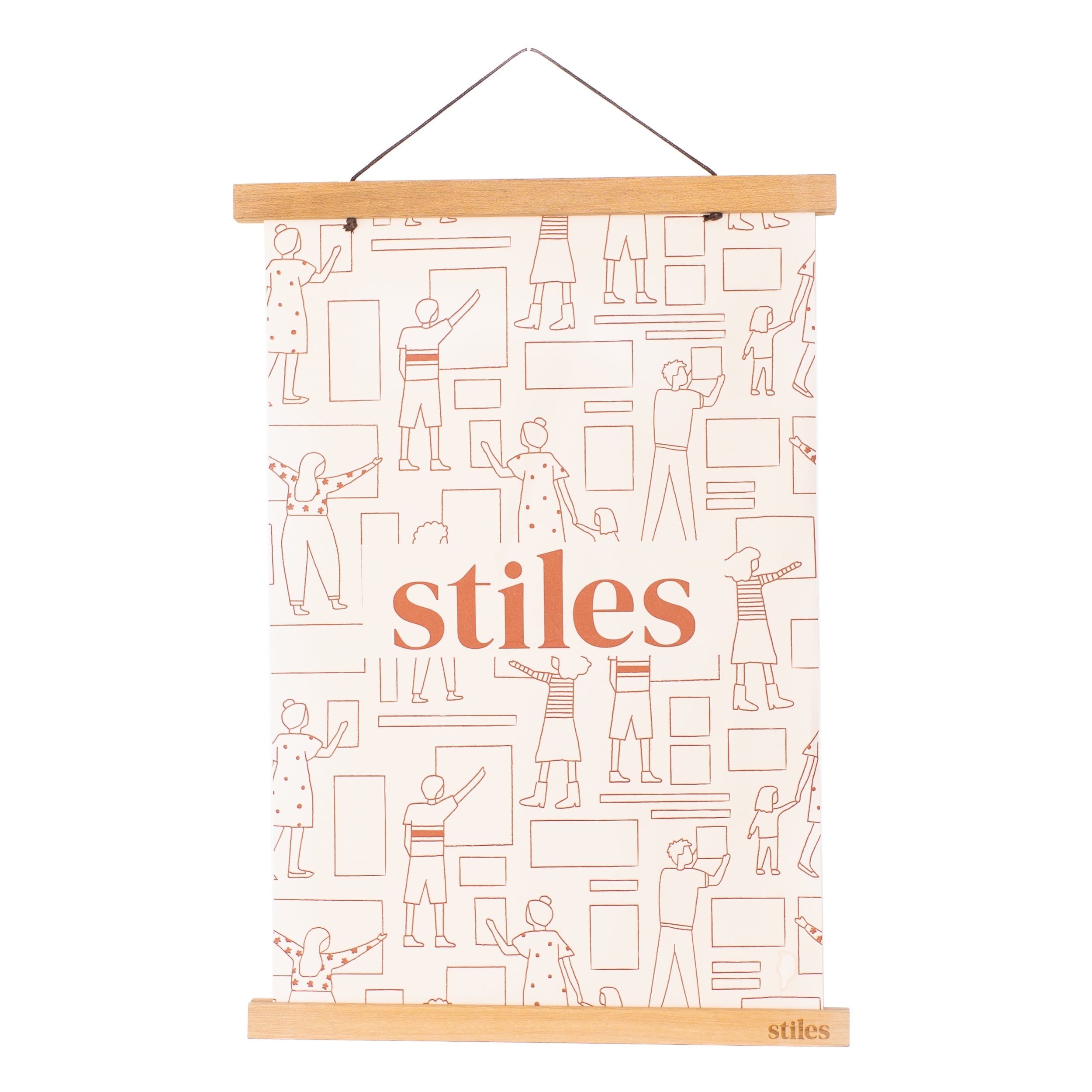 Stiles Magnetic Picture Frame, Wooden Poster Hanger with Adjustable String for Artworks and Photos, 12 Inches