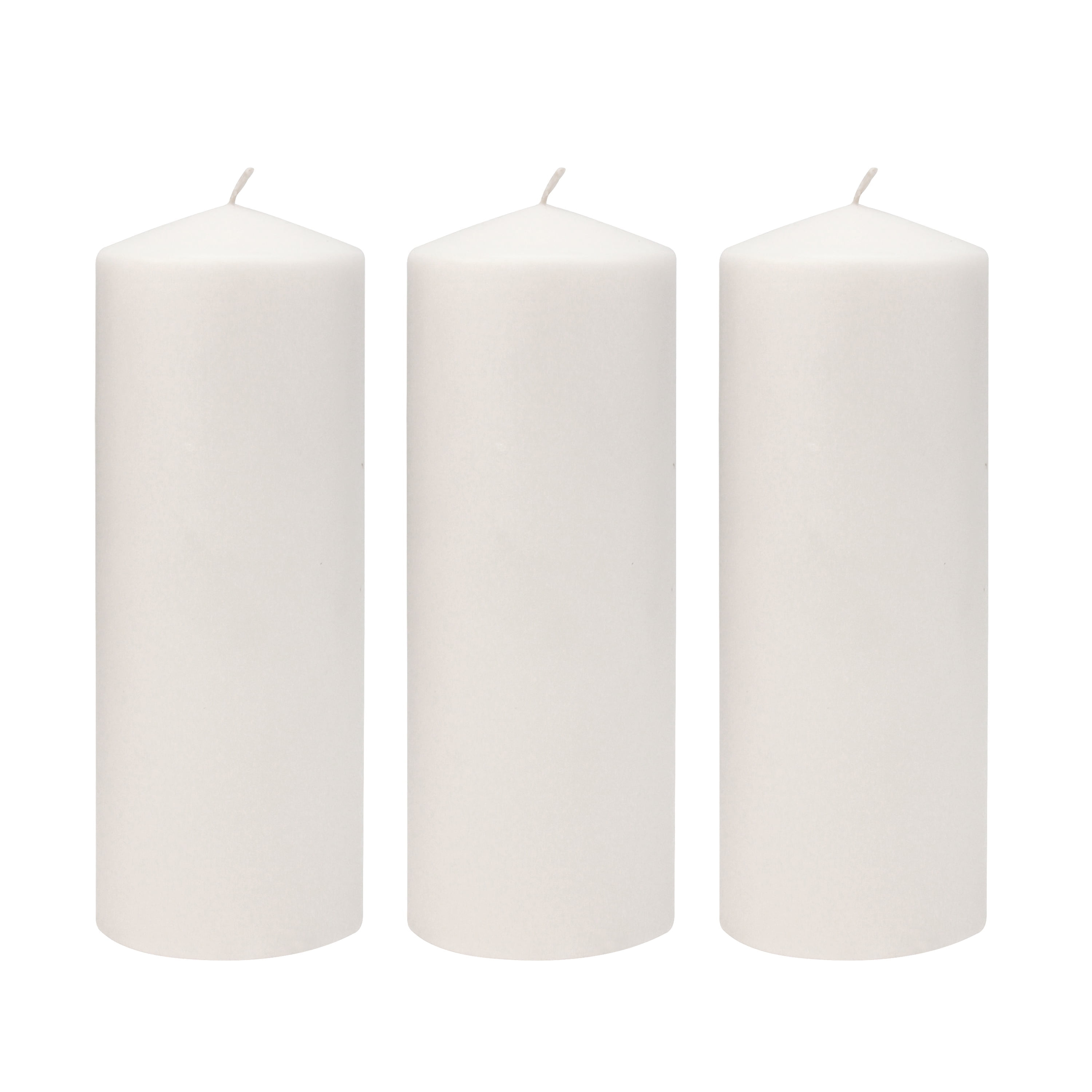 Stonebriar Collection Unscented White Pillar Candle, 3-Pack, 3” x 8", 80-Hour Burn Time