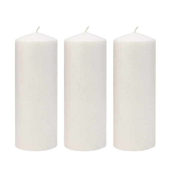 Stonebriar Collection Unscented White Pillar Candle, 3-Pack, 3” x 8", 80-Hour Burn Time