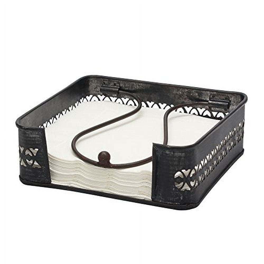 Stonebriar Galvanized Metal Decorative Napkin Holder,7"x7", Black