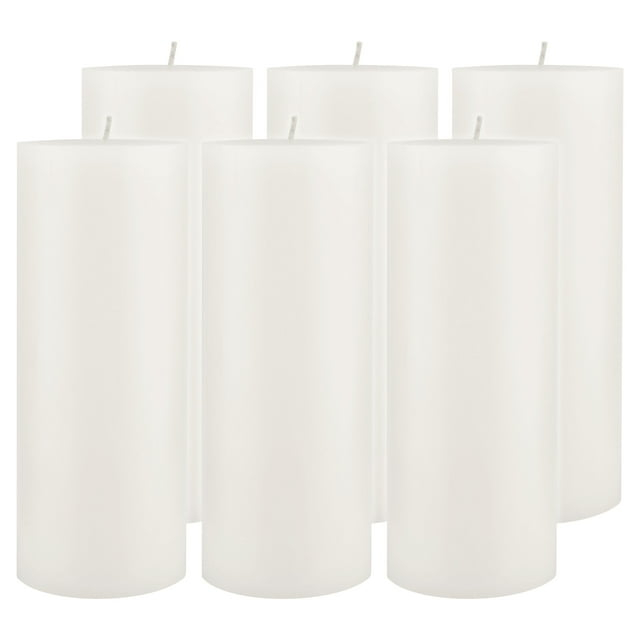 Stonebriar Collection 3"x8" Set of 6pk Unscented Flat Top Smooth Pillar Candle White