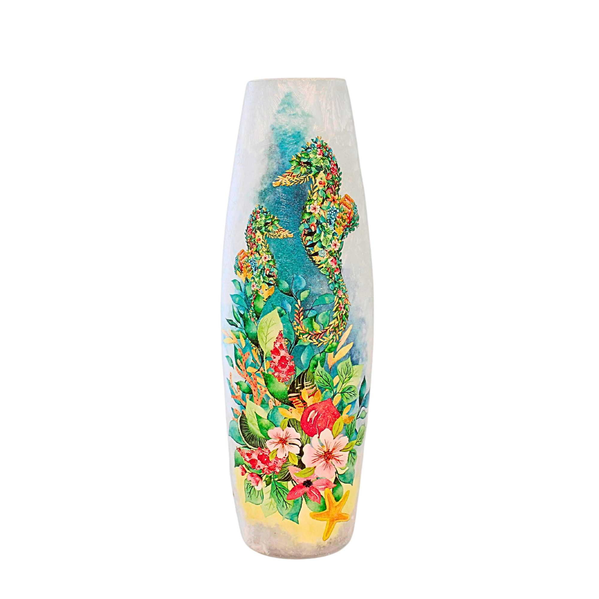 Stony Creek 12.0 Inch Saltwater Shores Tall Pre-Lit Vase Seahorse Flip Flops Shells Novelty Sculpture Lights