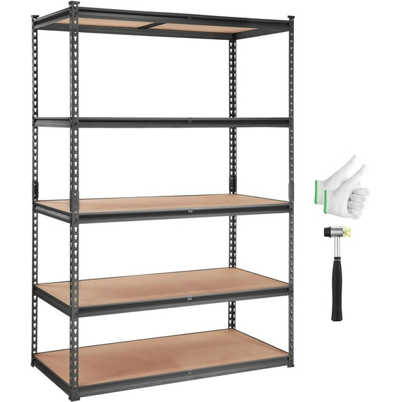 RIEDHOFF Storage Shelving Unit, 5-Tier Adjustable, 2000 lbs Capacity, Heavy Duty Garage Shelves Metal Organizer Utility Rack, Black, 48" L x 24" W x 72" H for Kitchen Pantry Basement Bathroom Laundry