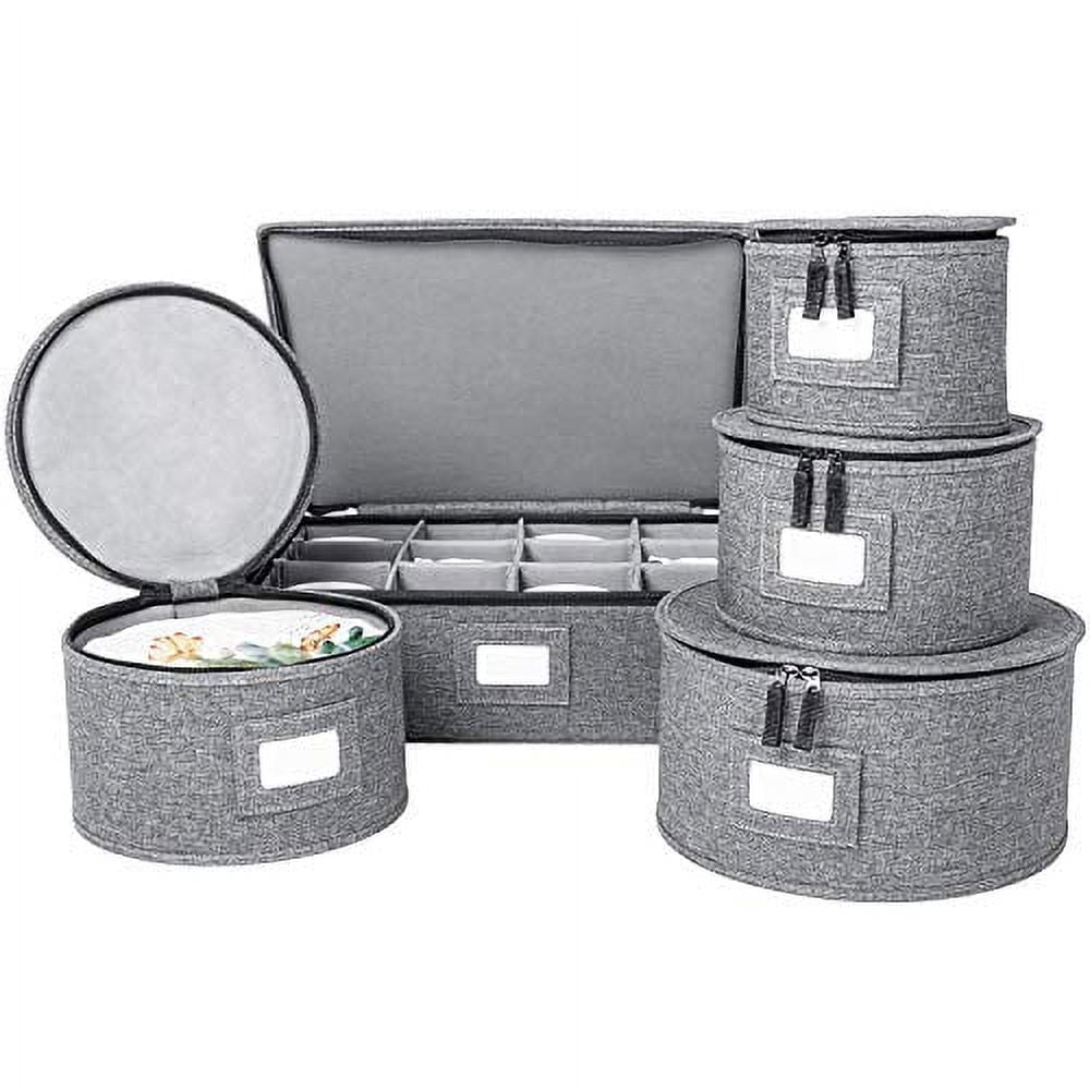 Storagelab China Storage Set, Hard Shell and Stackable, Felt Plate Dividers Included, Gray