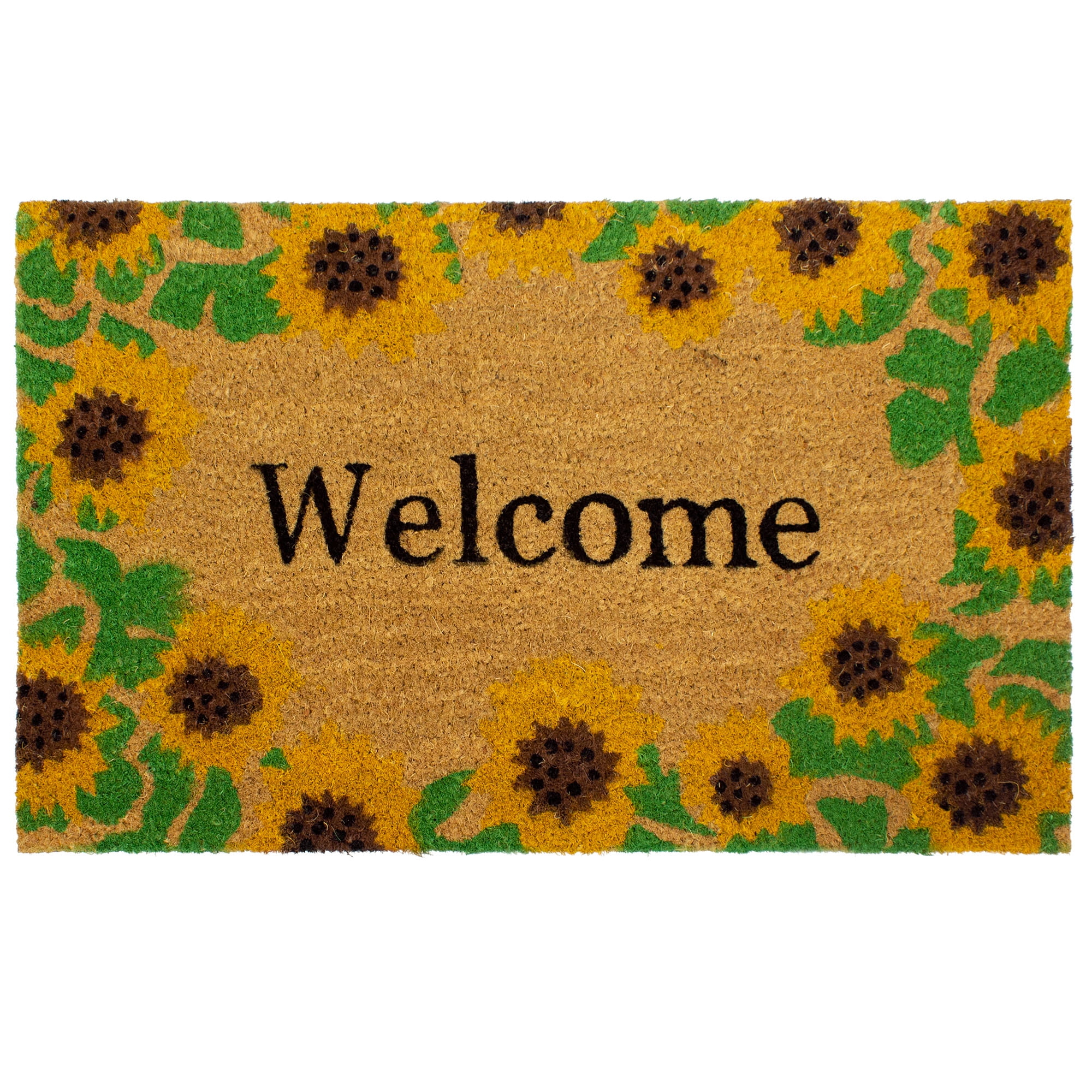 Storm Stopper All Weather Welcome With Sunflowers Indoor/Outdoor Printed Coir Mat