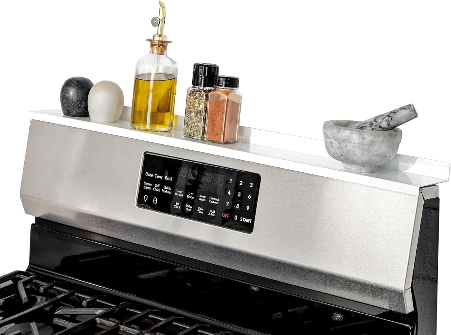 StoveShelf 30" Length White Magnetic Shelf for Kitchen Stove - Kitchen Storage Solution with Zero Installation - Over Stove Spice Rack Organizer
