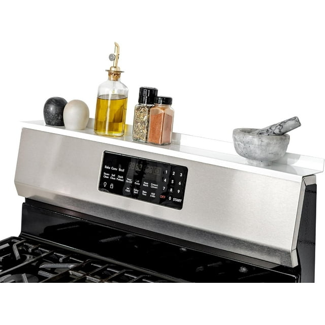 StoveShelf 30" Length White Magnetic Shelf for Kitchen Stove - Kitchen Storage Solution with Zero Installation - Over Stove Spice Rack Organizer
