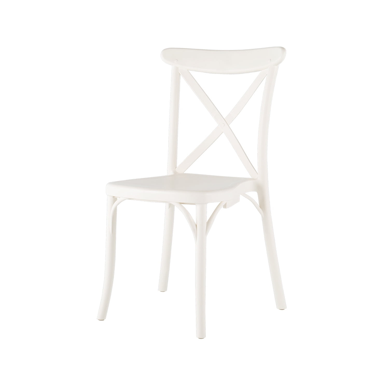 Strata Furniture Traditional Polypropylene Patio X-Chair in White (Set of 2)