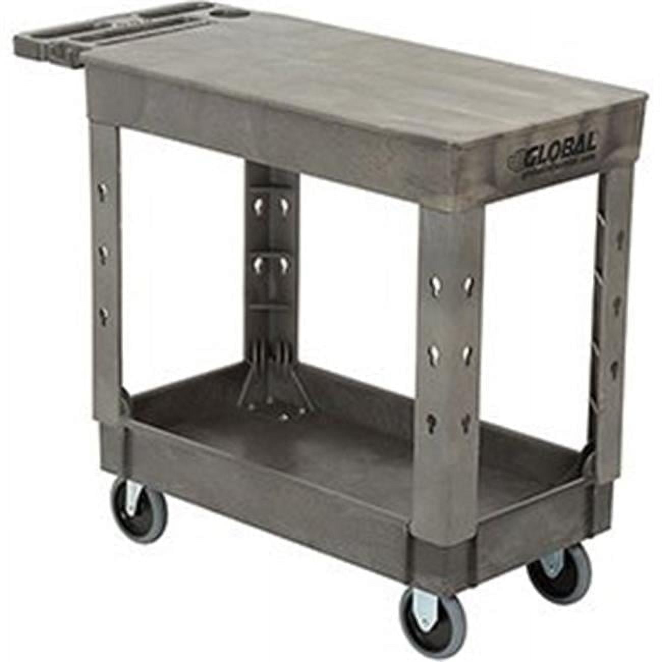 Strength Plastic 2 Flat Shelf Service & Utility Cart, 38 x 17.5, 5 in. Rubber Casters - Gray