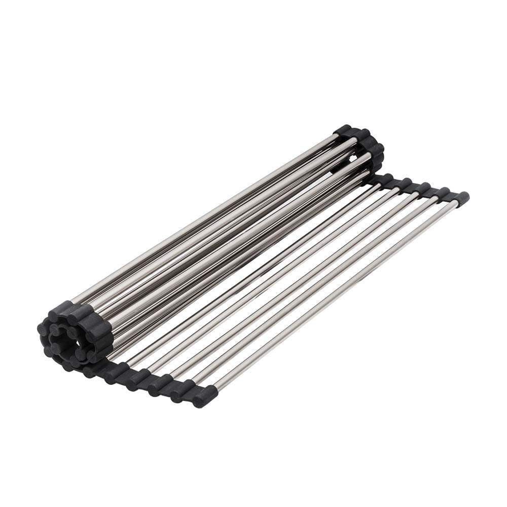Strictly Sinks Stainless Steel Dish Drying Rack Polished Chrome Multipurpose Foldable Roll Up Rack