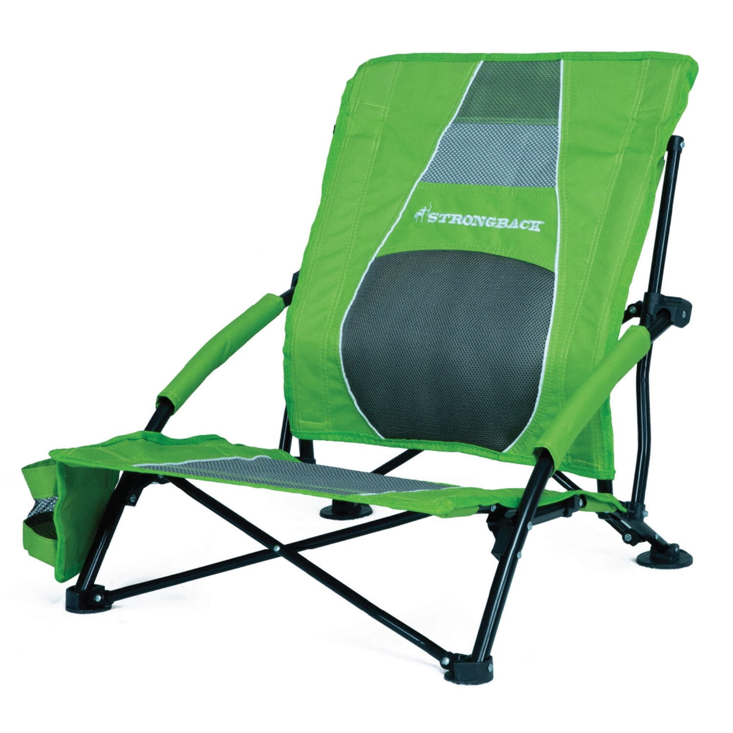 Strongback Low Gravity Beach Chair with Lumbar Back Support, Folding Lime Green