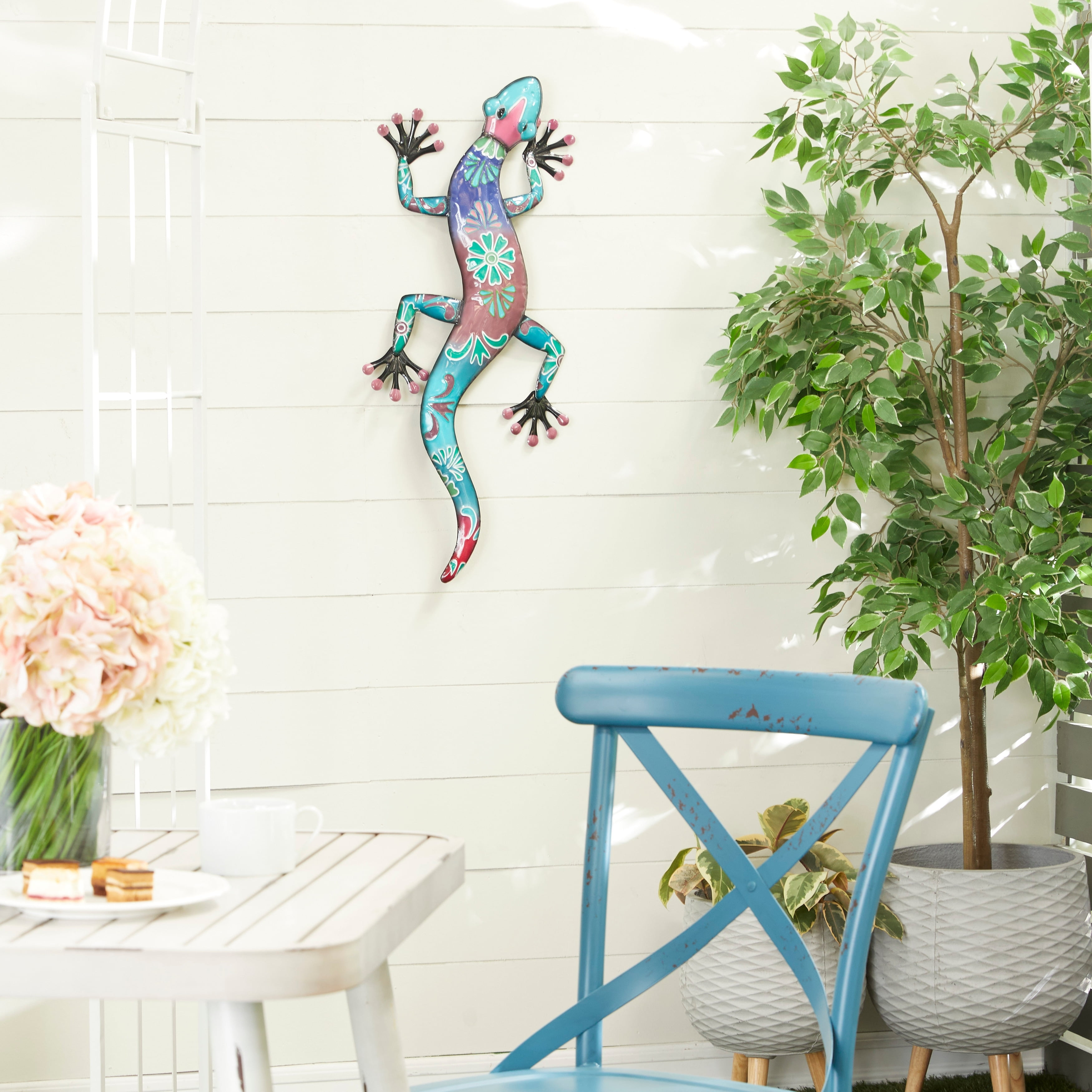 Studio 350 Iron Eclectic Wall Decor 2 x 32 x 15 Blue 18 x 3 x 33