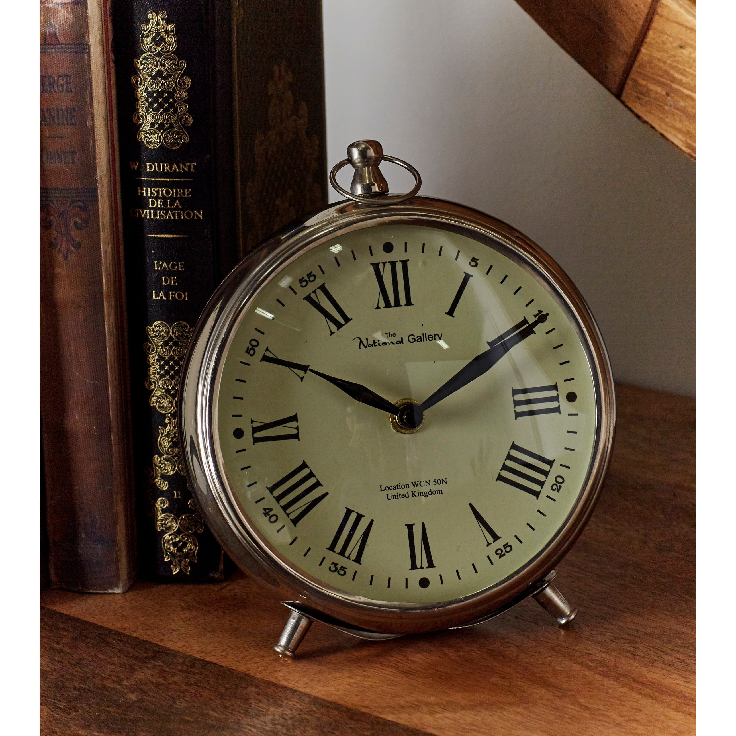 Studio 350 Silver Stainless Steel Traditional Clock 6 x 2 x 7