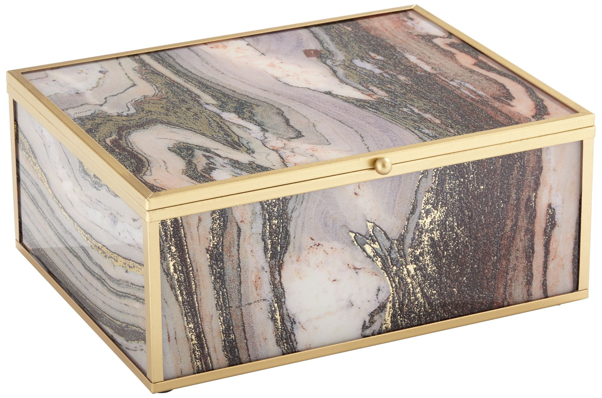 Studio 55D Brown and Gray Marble Glass 9" Wide Decorative Box