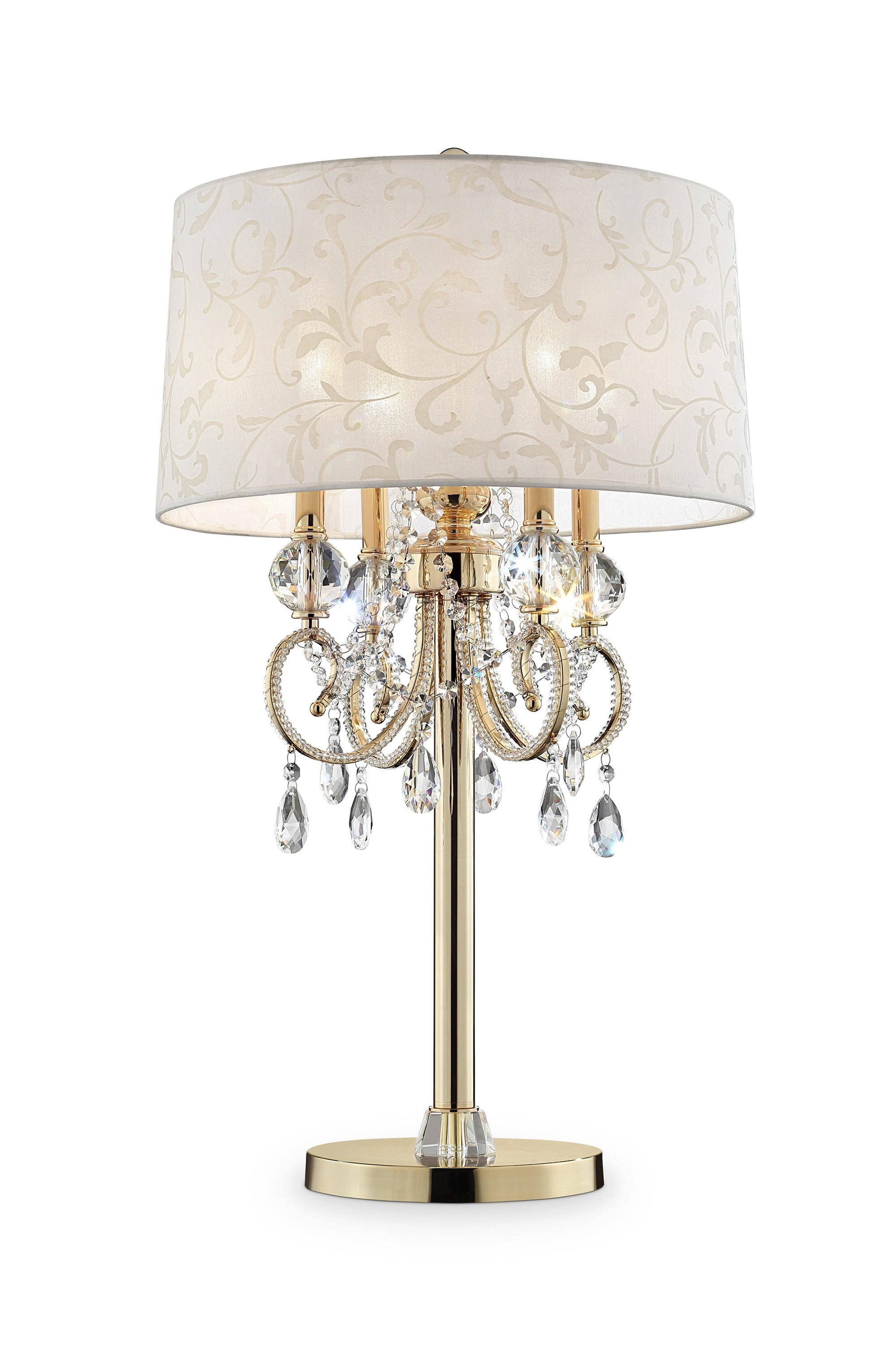 Stunning Brass Gold Finish Table Lamp with Crystal Accents