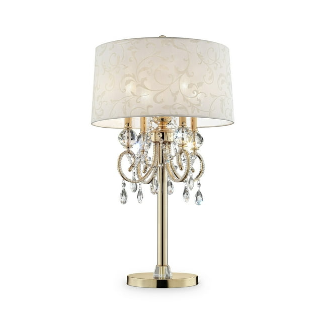 Stunning Brass Gold Finish Table Lamp with Crystal Accents