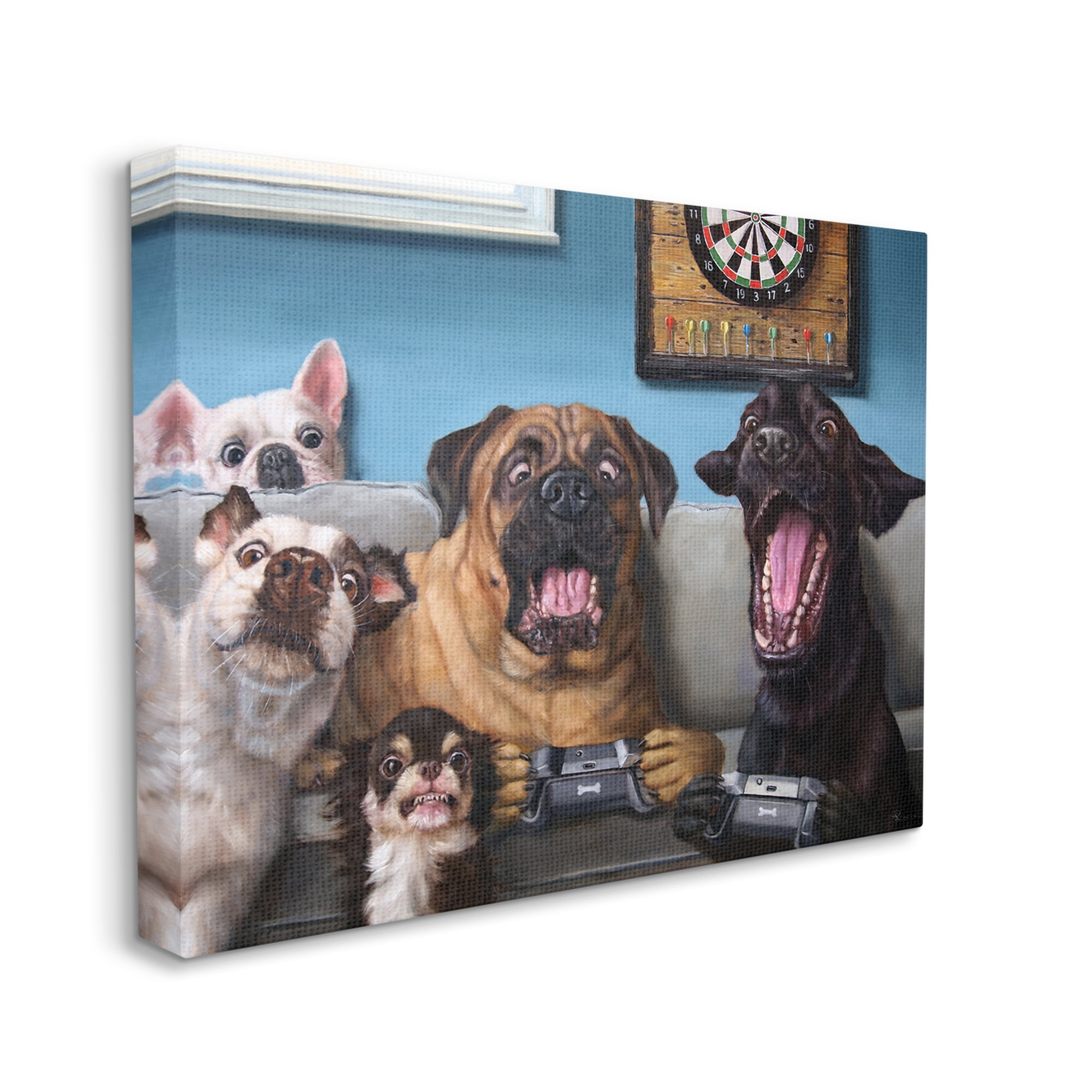 Stupell Home Décor Funny Dogs Playing Video Games Livingroom Pet Portrait, 24 x 30, Designed by Lucia Heffernan