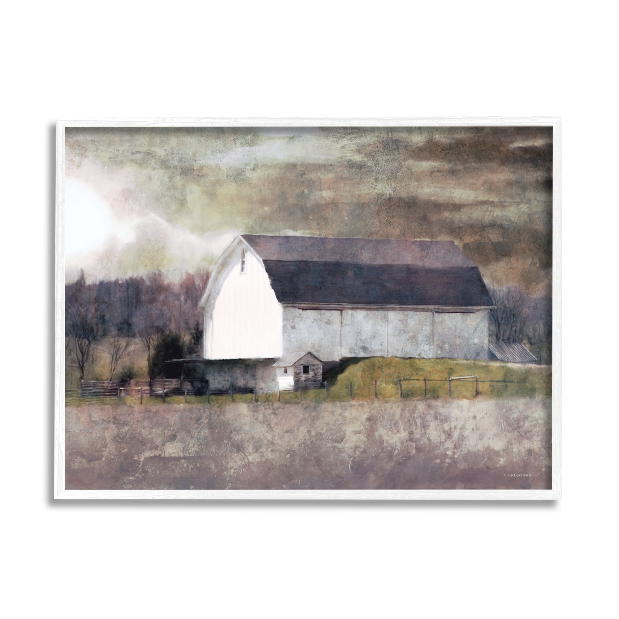 Stupell Indtries Stormy Sky Country Farm Barn Murky Field Landscape,14 x 11,Design by Bluebird Barn