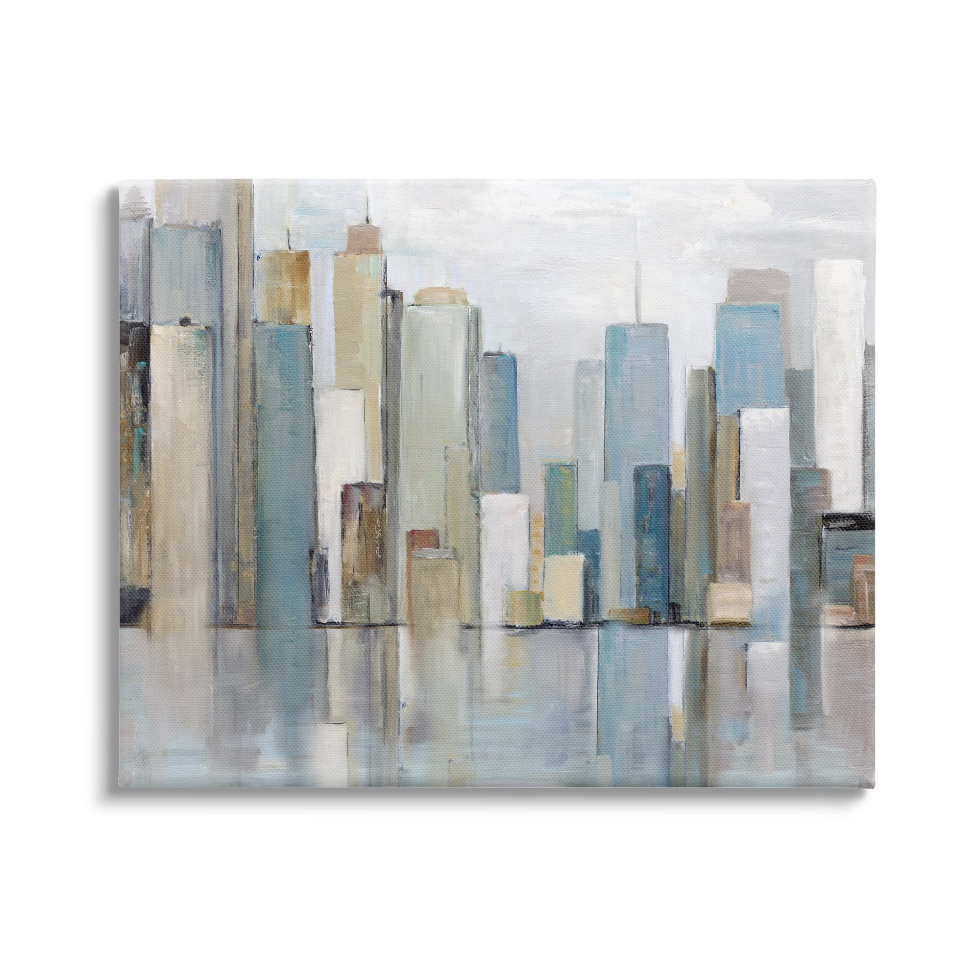Stupell Industries Abstract Cityscape Buildings Abstract Painting Gallery Wrapped Canvas Art Print Wall Art, 30 x 24