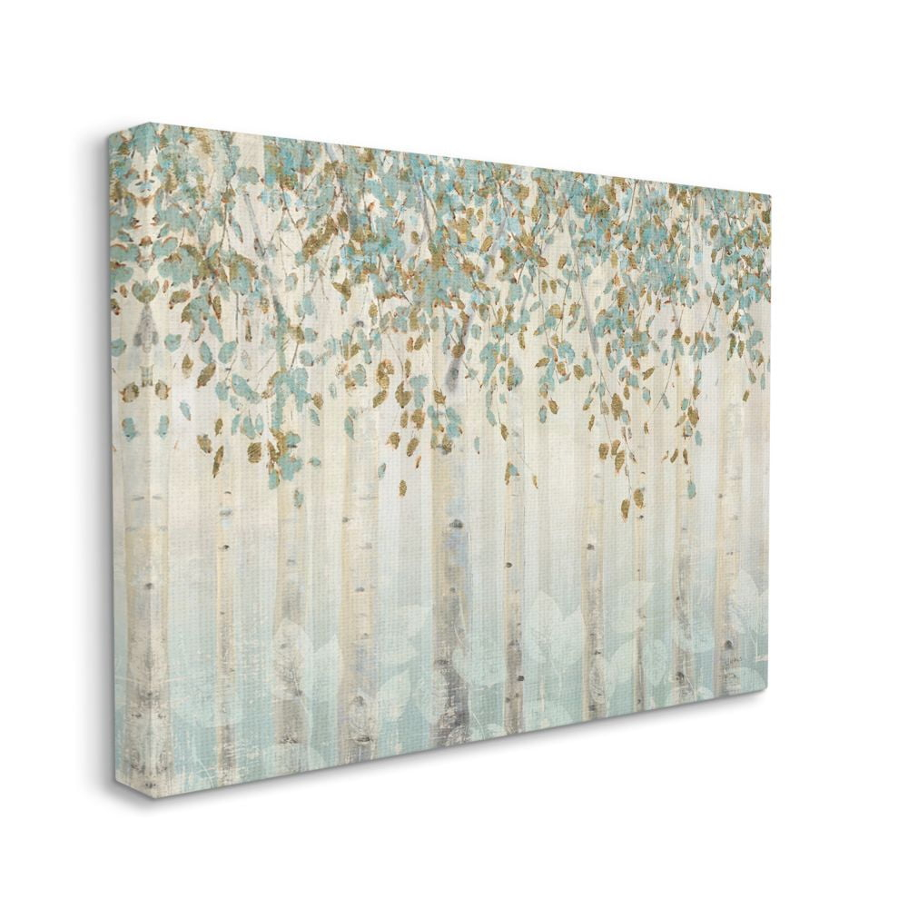 Stupell Industries Abstract Forest Leaves Trees Blue Tan Soft Painting Canvas Wall Art Design by James Wiens, 36" x 48"