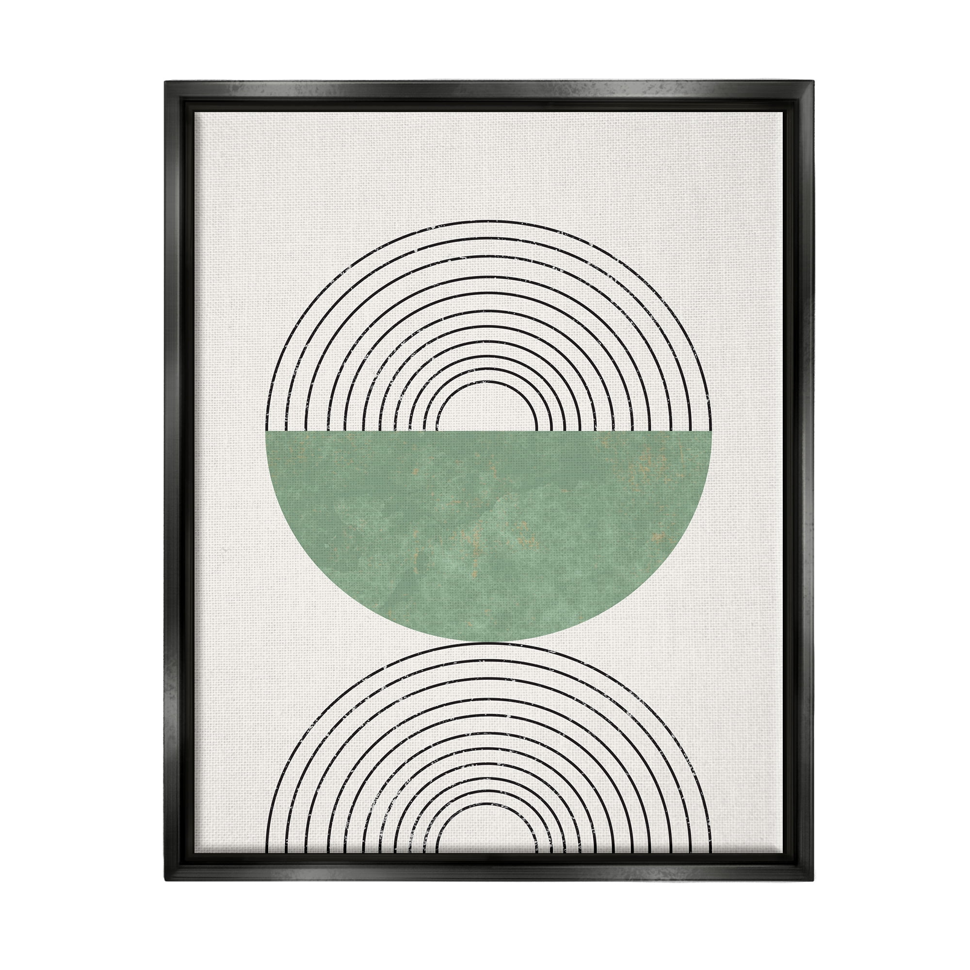 Stupell Industries Abstract Geometric Circular Study Curved Art Deco Jet Black Framed Floating Canvas Wall Art, 16x20, by Daphne Polselli