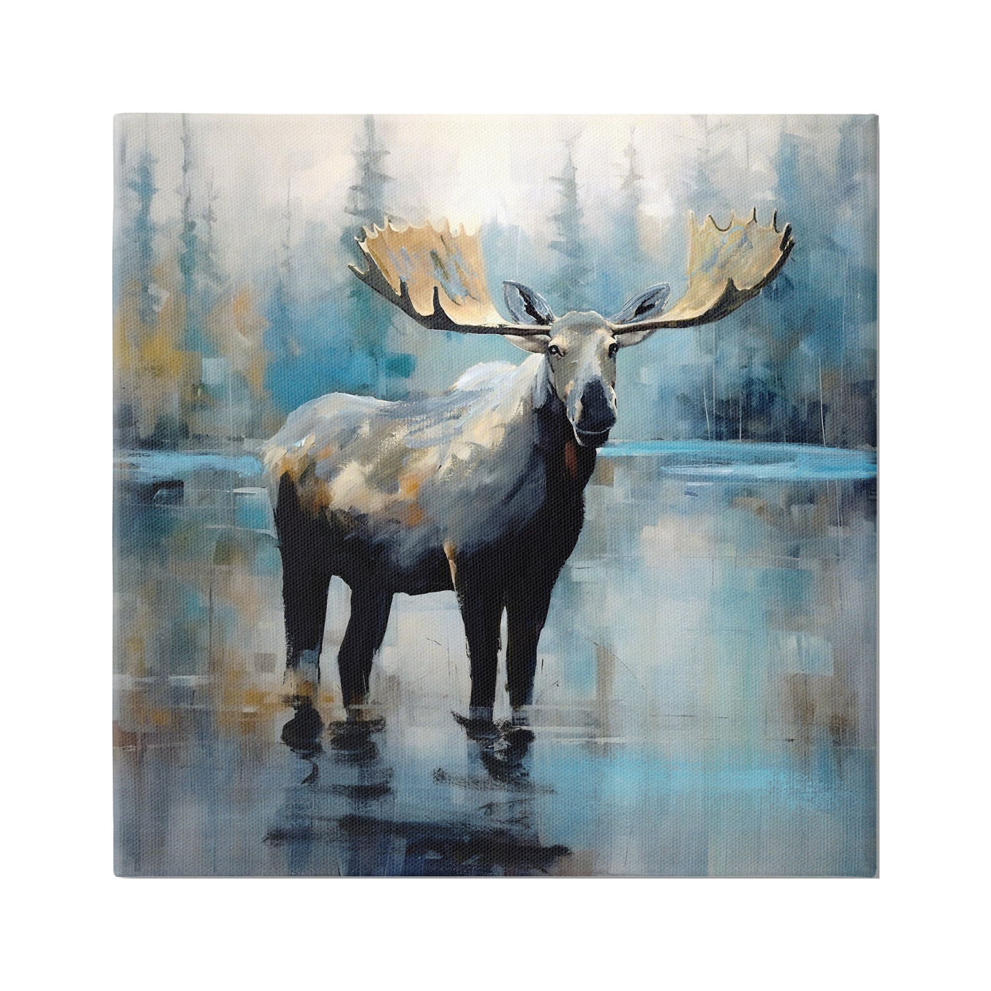 Stupell Industries Abstract Moose Painting Animals & Insects Painting Gallery Wrapped Canvas Art Print Wall Art, 17 x 17
