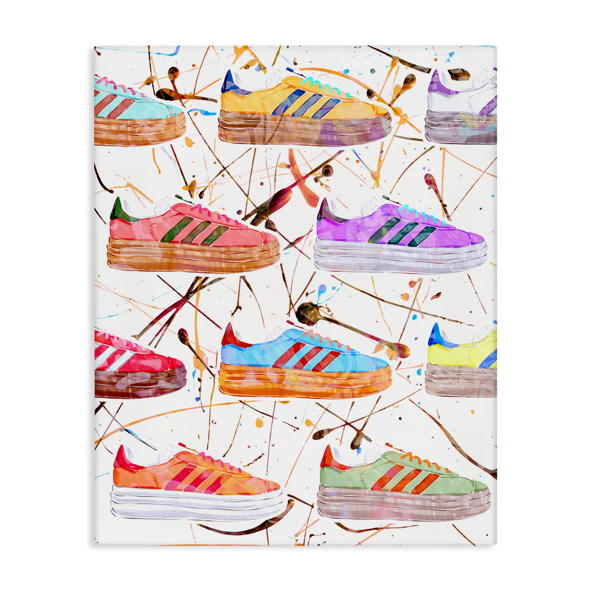 Stupell Industries Abstract Splatter Sneakers Beauty & Fashion Painting Gallery Wrapped Canvas Art Print Wall Art, 16 x 20