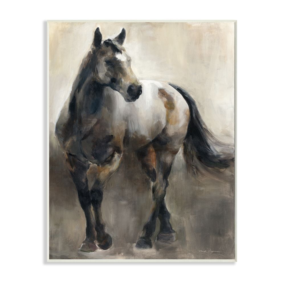 Stupell Industries Abstract Wild Horse Stance Brown Black Painting Unframed Art Print Wall Art, 10x15, by Marilyn Hageman