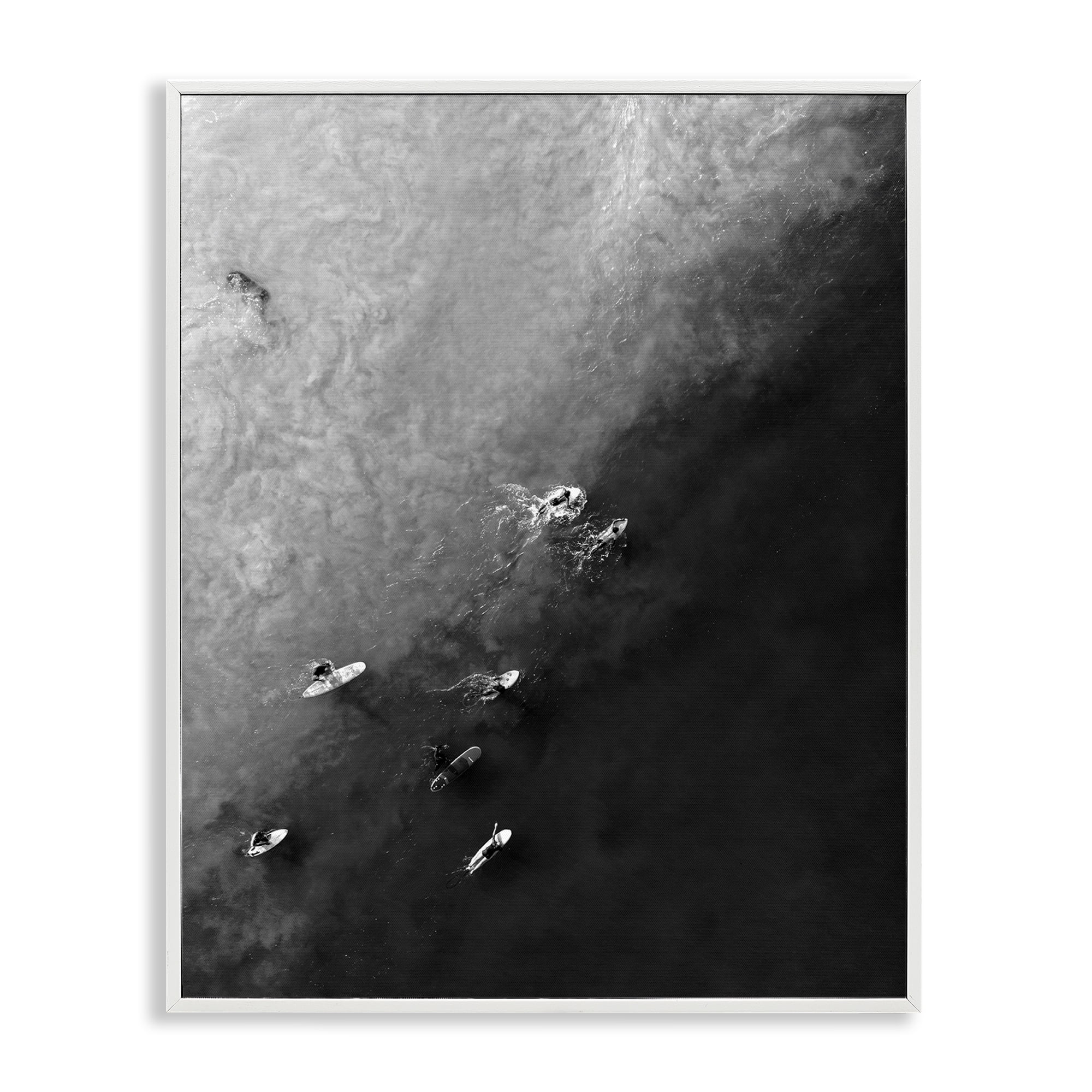 Stupell Industries Aerial Paddling Surfboards Sports Photography White Framed Art Print Wall Art, 16 x 20