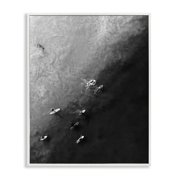 Stupell Industries Aerial Paddling Surfboards Sports Photography White Framed Art Print Wall Art, 16 x 20