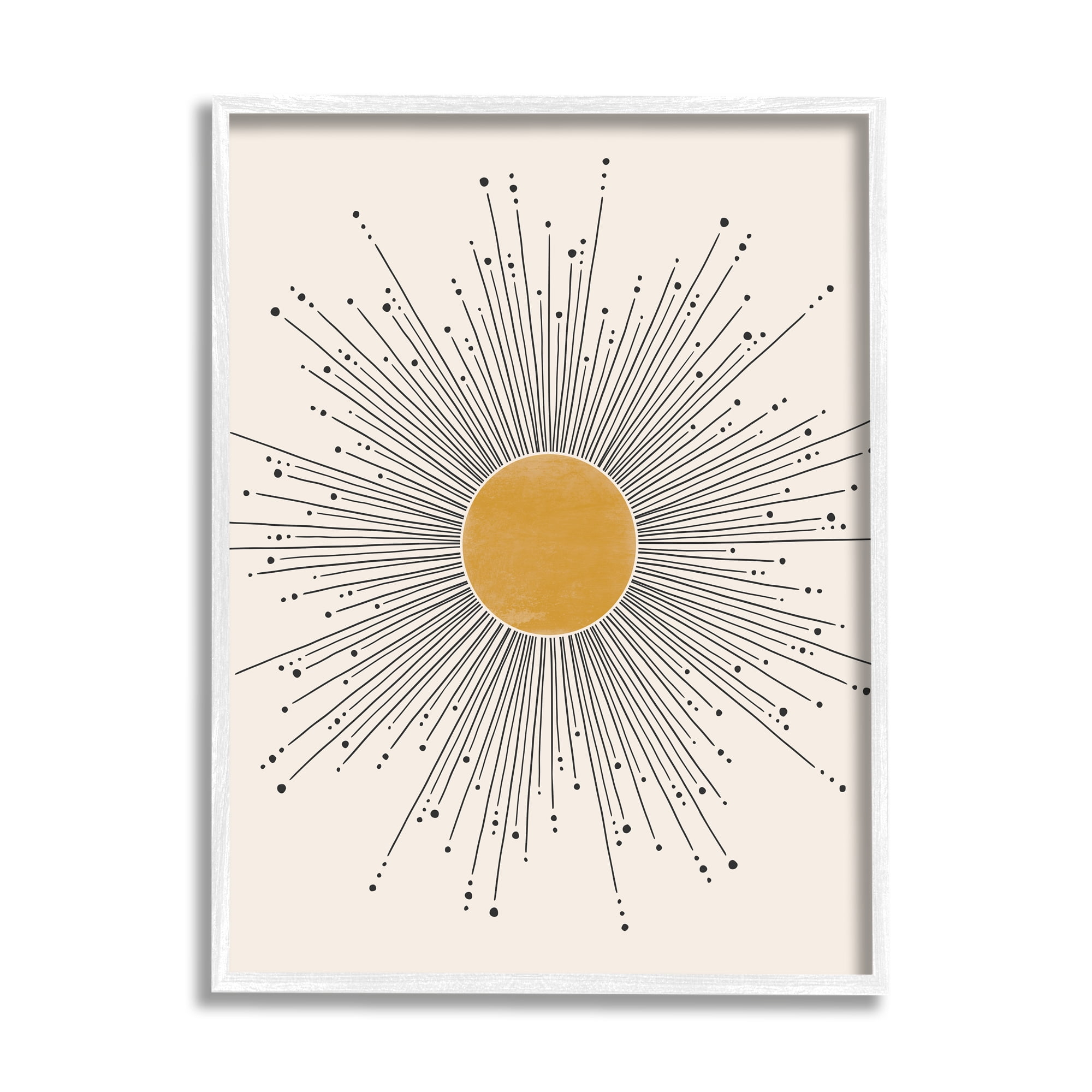 Stupell Industries Art Deco Summer Sun Geometric Line Bursts Modern Painting White Framed Art Print Wall Art, 16 x 20, Design by JJ Design House LLC