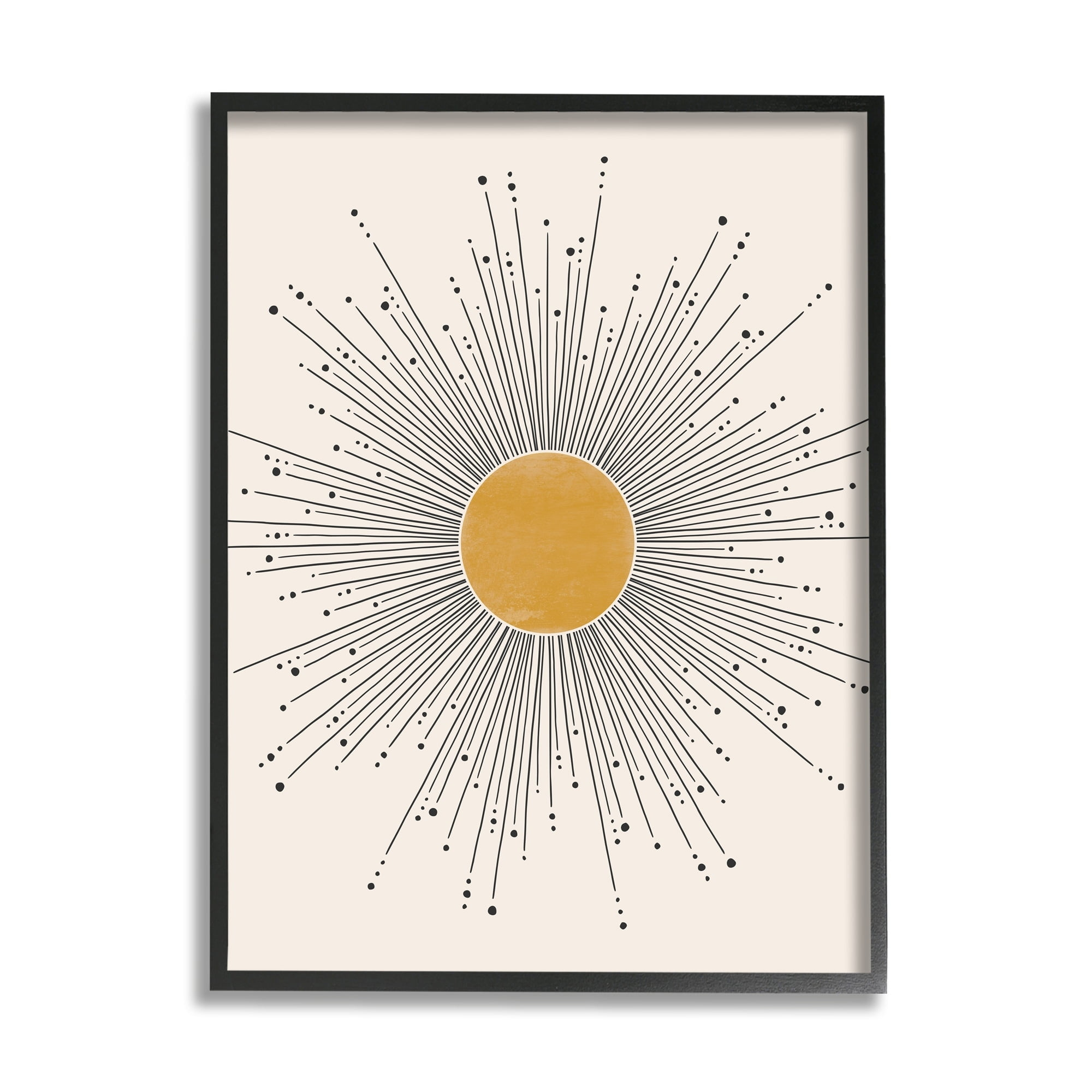 Stupell Industries Art Deco Summer Sun Geometric Line Bursts Outer Space Painting Black Framed Art Print Wall Art, 16 x 20